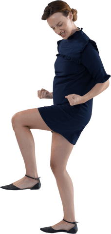 Businesswoman in Blue Dress Celebrating Success Transparent Background - Download Free Stock Videos Pikwizard.com