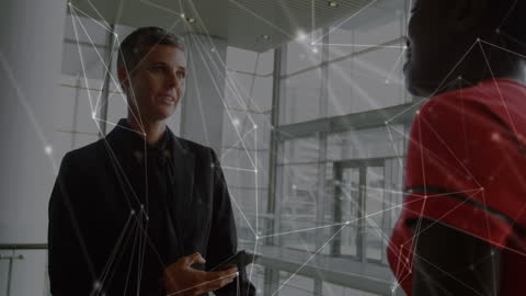 Businesswoman Using Smartphone in Futuristic Setting