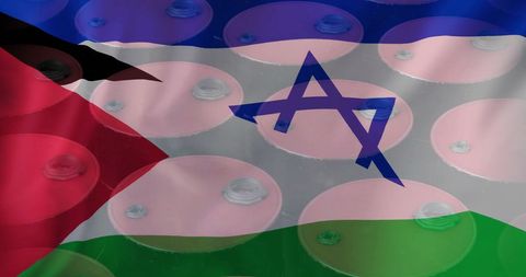 Oil Barrels with Overlay of Israel and Palestine Conflict Symbolism - Download Free Stock Images Pikwizard.com