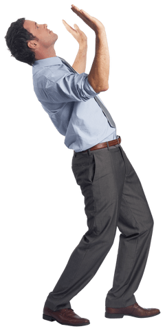 Man in business attire posing enthusiastically, transparent background