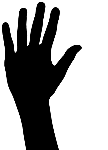 Silhouette of black hand on transparent background