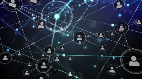 Digital Network Connections with Profile Icons on Dark Background