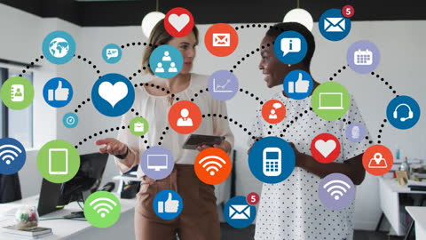 Diverse Colleagues Discussing Social Media Marketing Strategies