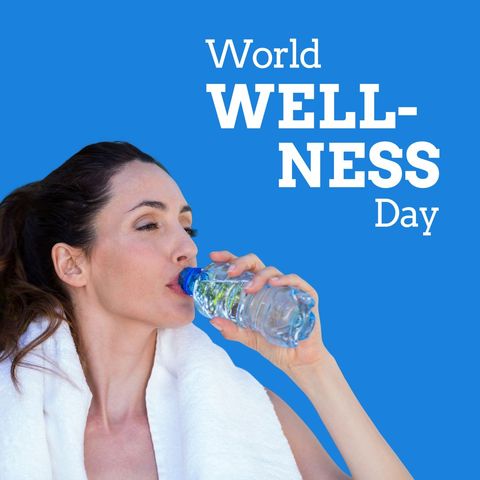 woman enjoying refreshing water celebrating world wellness day - Download Free Stock Templates Pikwizard.com