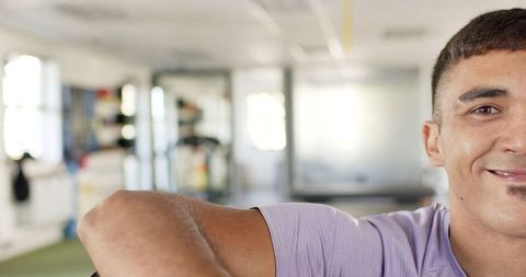 Confident Man in Rehabilitation Center with Prosthetic