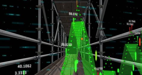 Financial Data Projection on Scaffolding Structure - Download Free Stock Images Pikwizard.com