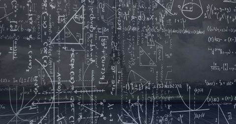 Chalkboard with Complex Math Formulas Encoded against Glass - Download Free Stock Images Pikwizard.com