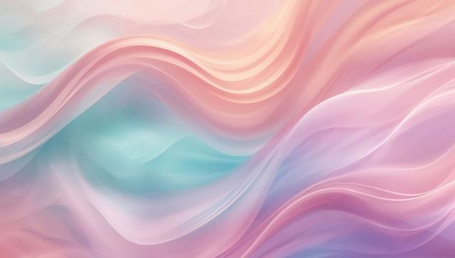 Flowing pastel ribbon waves creating soft abstract gradient background for design