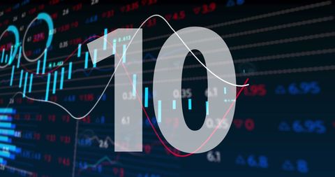 Countdown Against Stock Market Data Backdrop in Blue Digital Display - Download Free Stock Images Pikwizard.com