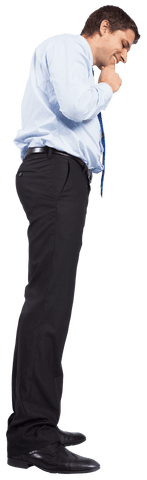 Caucasian Businessman Smiling in Transparent Pose for Corporate Design
