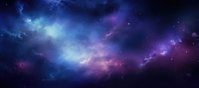 Colorful night sky with vivid nebula clouds and twinkling stars, perfect for backgrounds, sci-fi designs, space-themed presentations, or as inspirational art. Captures the beauty and vastness of the universe.