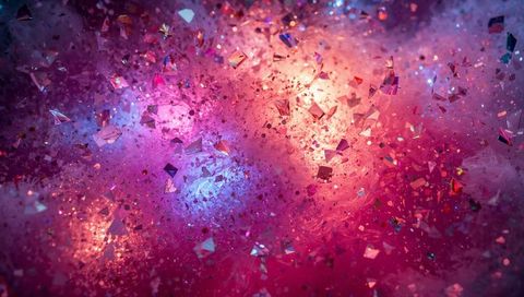 Shimmering prism glitter burst in pink purple blue with faceted crystal shards
