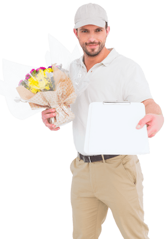 transparent flower delivery holding clipboard showing floral service - Download Free Stock Videos Pikwizard.com