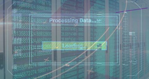 Data Processing Overlay on Server Room Fast Loading - Download Free Stock Images Pikwizard.com