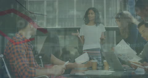 Diverse Team Collaborates with Data Technology Overlay