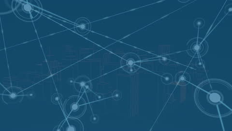 Digital Cityscape with Networking Connections Overlay