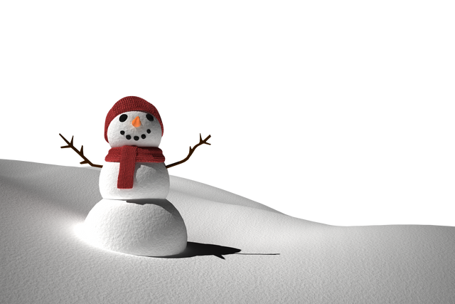 Transparent Snowman with Red Hat and Scarf on Fresh Snow - Download Free Stock Videos Pikwizard.com