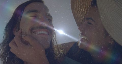 Happy Couple Embracing in Sunny Outdoor Love