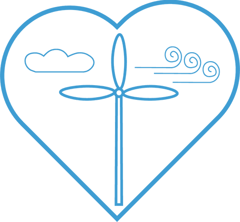 Blue Wind Turbine Heart Ecological Illustration on Transparent Background - Download Free Stock Videos Pikwizard.com