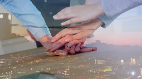 Collaborative Success with Business Teamwork and Cityscape