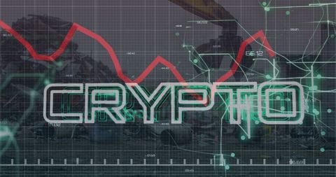 Cryptocurrency market fluctuations concept with digital interface