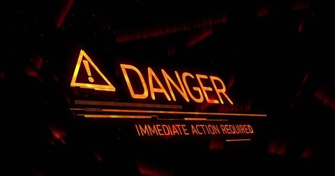 Glowing digital danger sign with warning text illustration