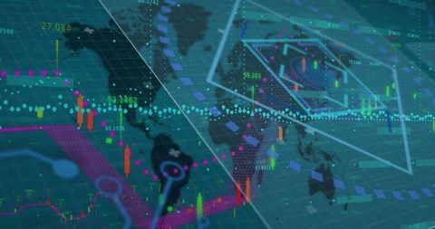 Global Data Visualization with Digital Interface Overlaying World Map - Download Free Stock Images Pikwizard.com