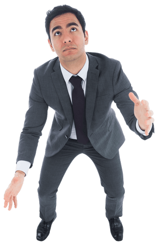 Transparent Businessman Reaching Upward in Focused Pose - Download Free Stock Videos Pikwizard.com