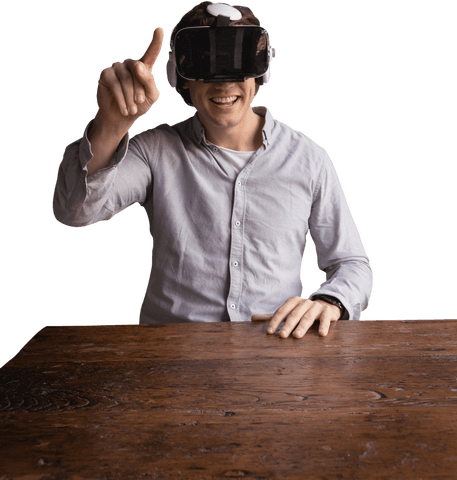 Smiling Man Exploring Virtual World with VR Headset Transparent Background - Download Free Stock Videos Pikwizard.com