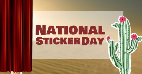 National Sticker Day Celebration Design with Cactus - Download Free Stock Images Pikwizard.com