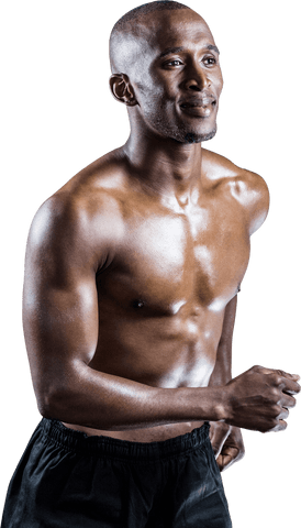 Smiling Athlete Running on Transparent Background