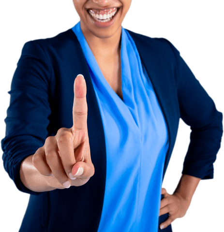 Transparent Touch Interaction by Confident Businesswoman