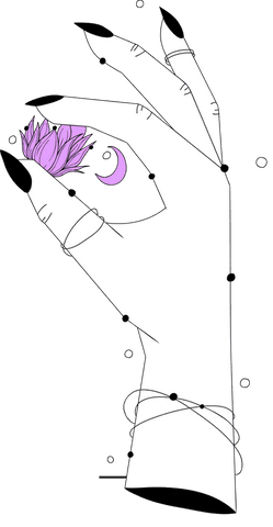 Mystical Hand Holding Purple Lotus on Transparent Background