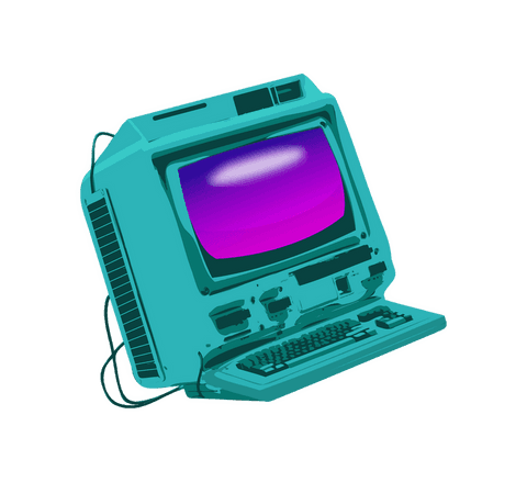 retro teal desktop computer icon on transparent background - Download Free Stock Videos Pikwizard.com