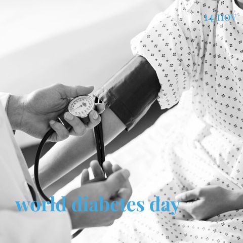 Doctor checking blood pressure for world diabetes day awareness