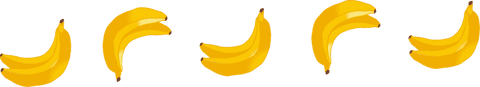 Flat bunches of yellow bananas on transparent background