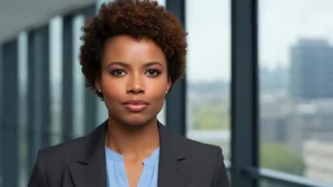 Confident Businesswoman Displaying Professional Transition in Office Corridor