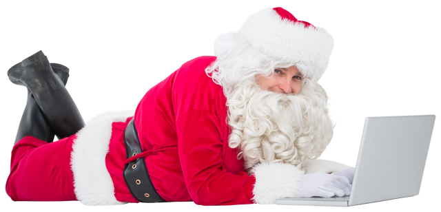 Transparent Happy Santa Claus Using Laptop for Online Christmas Shopping - Download Free Stock Videos Pikwizard.com