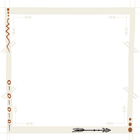 Transparent arrow motif frame with rustic ornament design