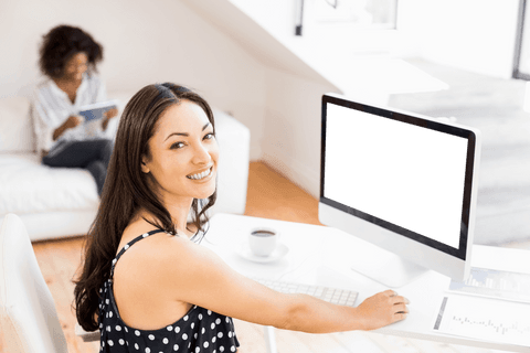 woman at home office with transparent computer screen - Download Free Stock Videos Pikwizard.com