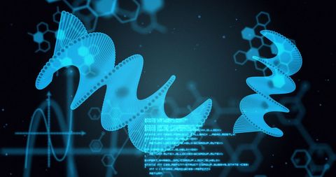 Futuristic DNA Strand and Digital Data Interface - Download Free Stock Images Pikwizard.com