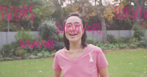 Breast Cancer Survivor Embracing Life in Garden