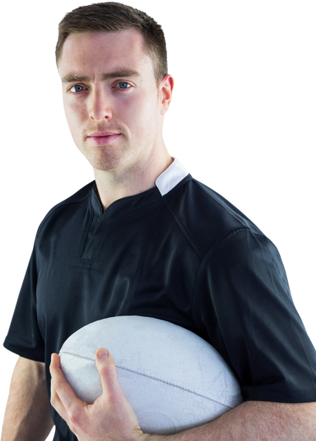 Confident Male Rugby Player Holding Ball on Transparent Background - Download Free Stock Videos Pikwizard.com