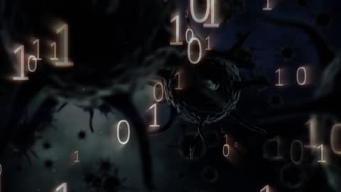 Digital Binary Code Over Virus Cells Animation
