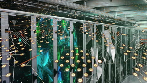 Futuristic Data Network Over Computer Servers Concept