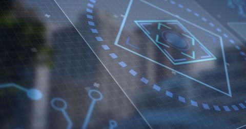 Glowing 3D Holographic Interface with Dynamic Hexagon and Network