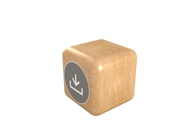 Wooden Cube with Download Symbol Icon on Transparent Background - Download Free Stock Videos Pikwizard.com