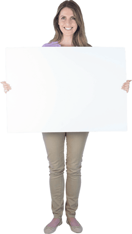 Smiling Woman Holding Transparent Blank Poster - Download Free Stock Videos Pikwizard.com