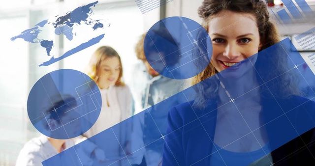 Innovative Business Team Collaborating with Future Technology in Office