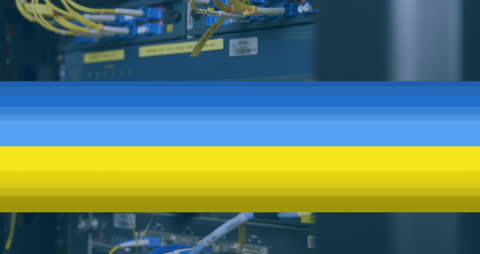 Server Room with Glitchy Data Visualization and Shimmering Elements